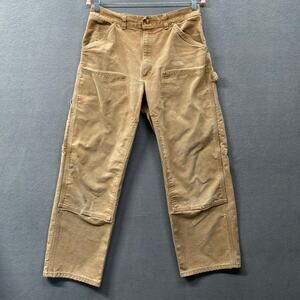 Vtg 70s 80s Carhartt Double Knee Pant 30x26* Workwear Tan Distressed Button Snap